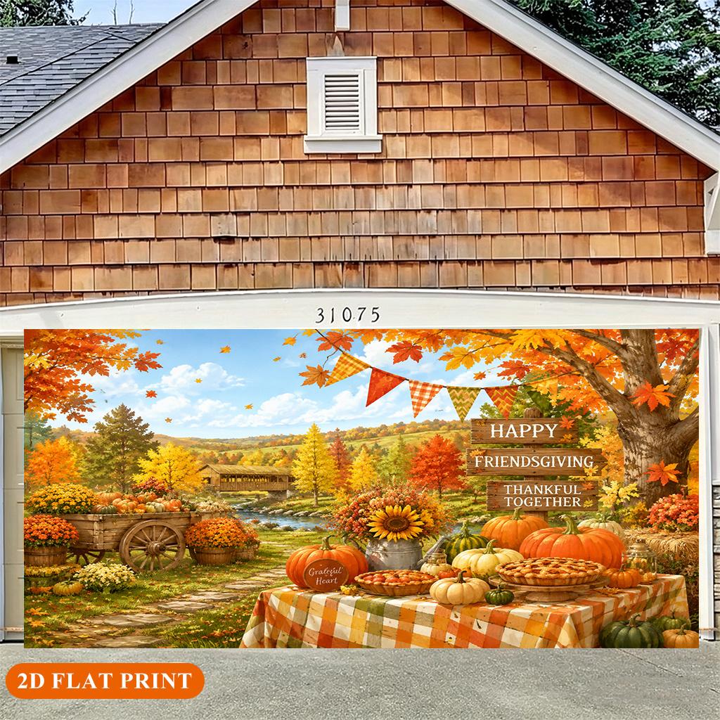 1 piece of 2D flat banner, featuring autumn rural countryside scenery, made of polyester fiber material.zyc