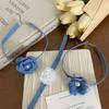 Elegante Collana Floreale in Jeans Blu Collare a Fiore 3D Catena con Lacci Choker Collane Tendenza Estiva Gioielli per la Clavicola