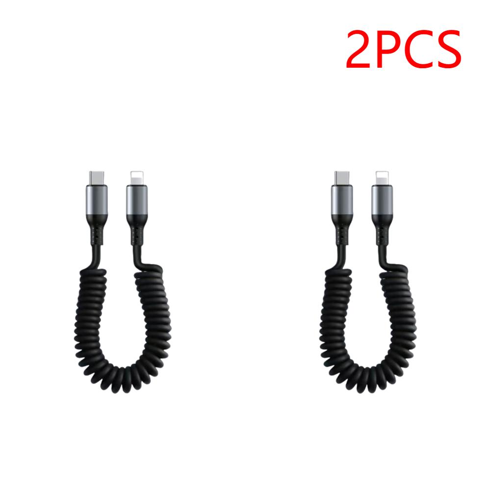 

2-5 шт. 27 Вт Весенний короткий кабель для передачи данных 6A USB Type C Весенний телескопический провод для быстрой зарядки Весенний USB-кабель для iPhone 15 14 13 12