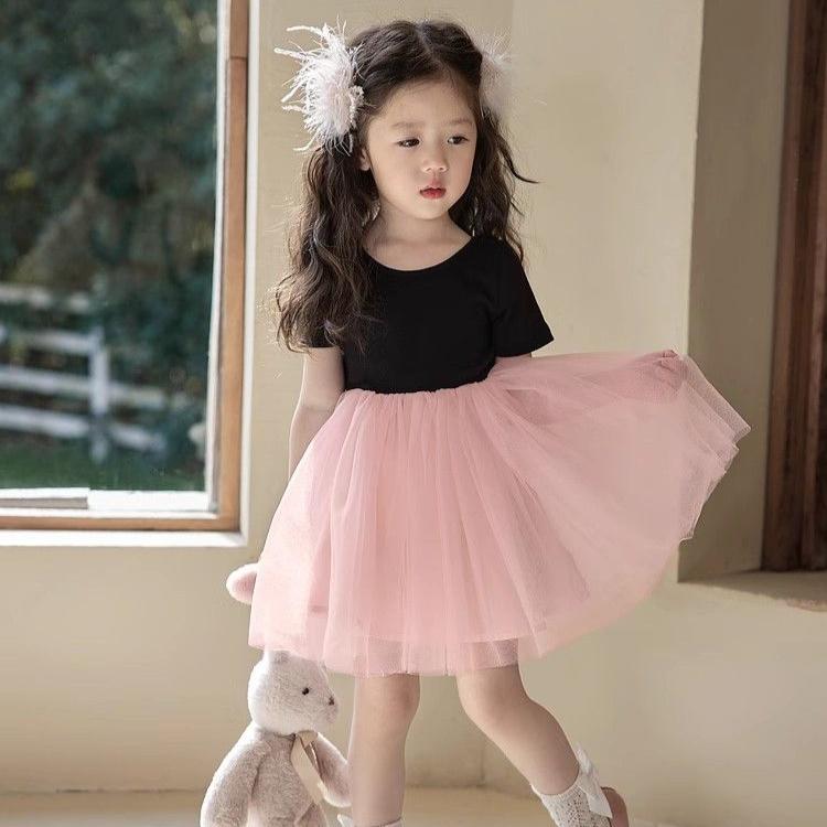 Girls' Short Sleeved Dress Summer Baby's Stylish Mesh Dress Fluffy Dress Girls' Princess Dress Children's Dress