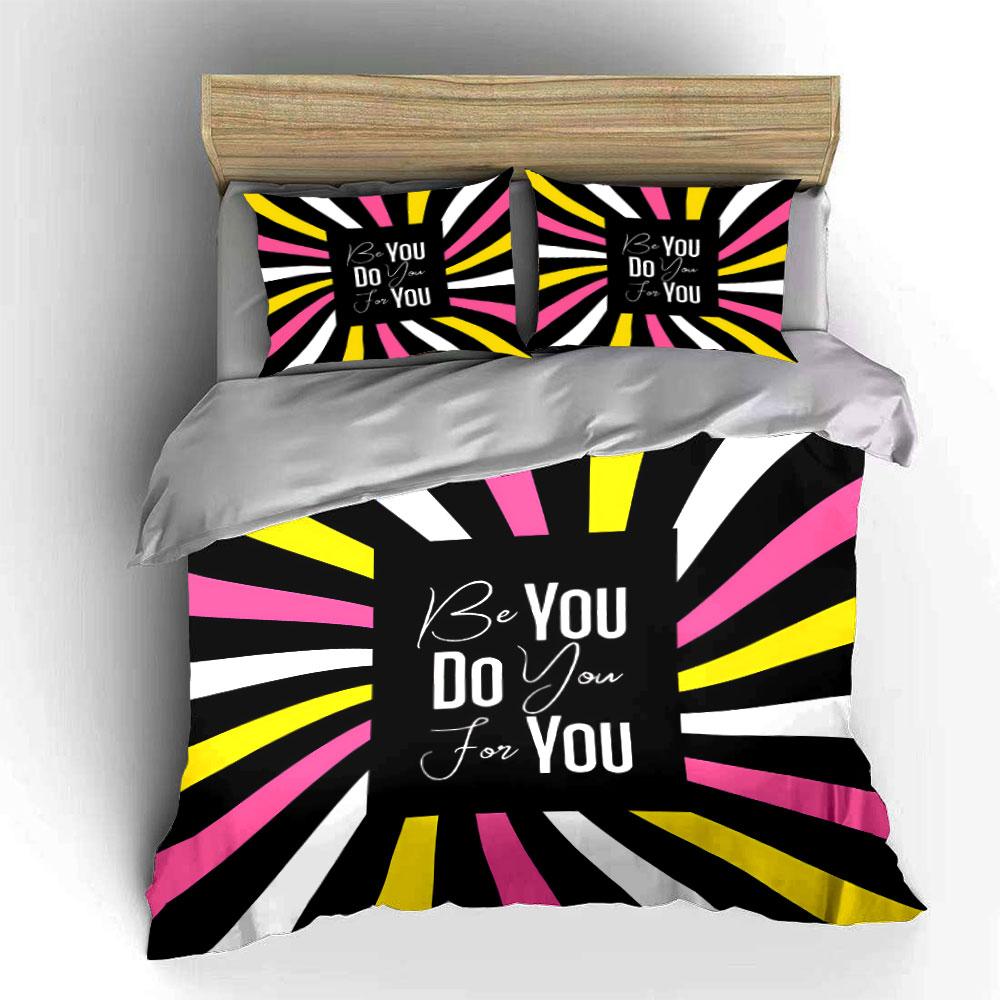 Bold Motivational Stripes Bedding Duvet Cover Set Duvet Cover Pillowcases (1*Duvet Cover 2*Pillowcases, without duvet insert)