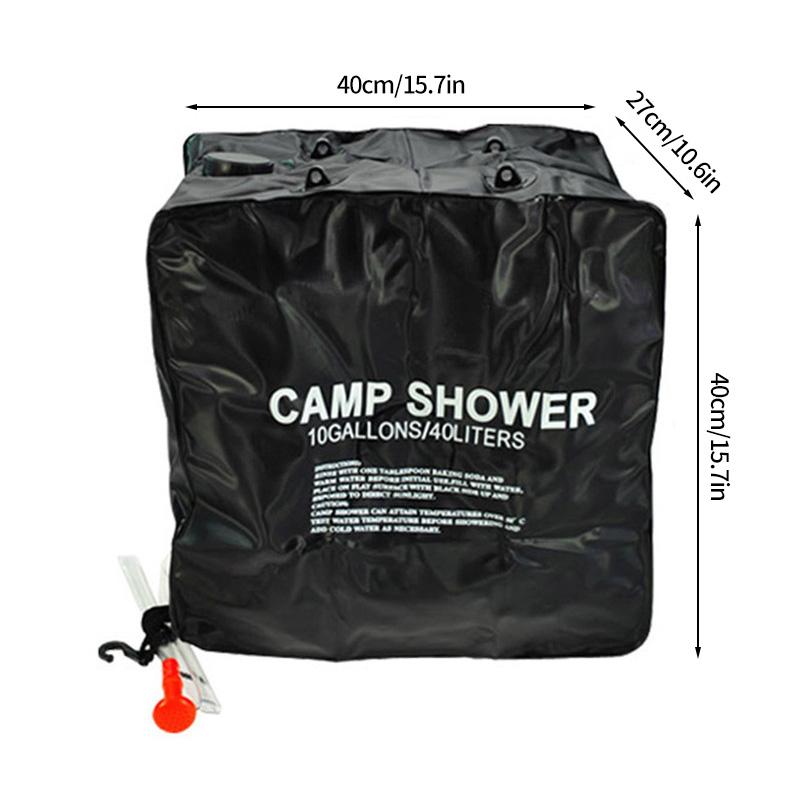 20L Foldable Water Storage Bag Fast Heating Hiking Climbing Shower Bag Camping Solar Hot Water Bag Removable Hose Shower Head