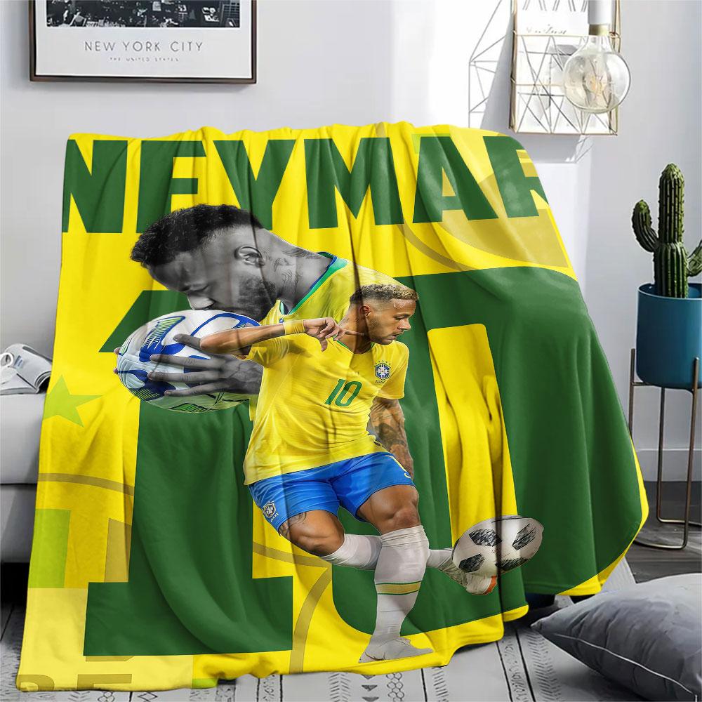 1PC Neymar Jr Patterned Flannel Blanket Suitable For All Seasons for Home Decor Warmth and Comfort Gifts Holiday Present