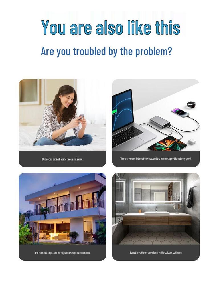 WiFi Repeater Signal Booster 300M, Powerful Dual-Mode Wireless Network Amplifier with Anti-Interference for Home