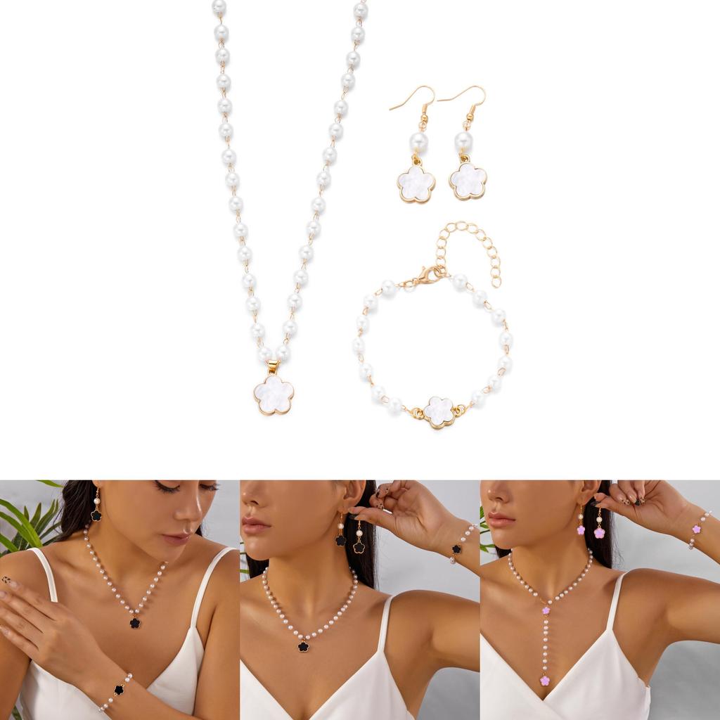 Flower Style Jewelry Set With Alloy Pendant For Women