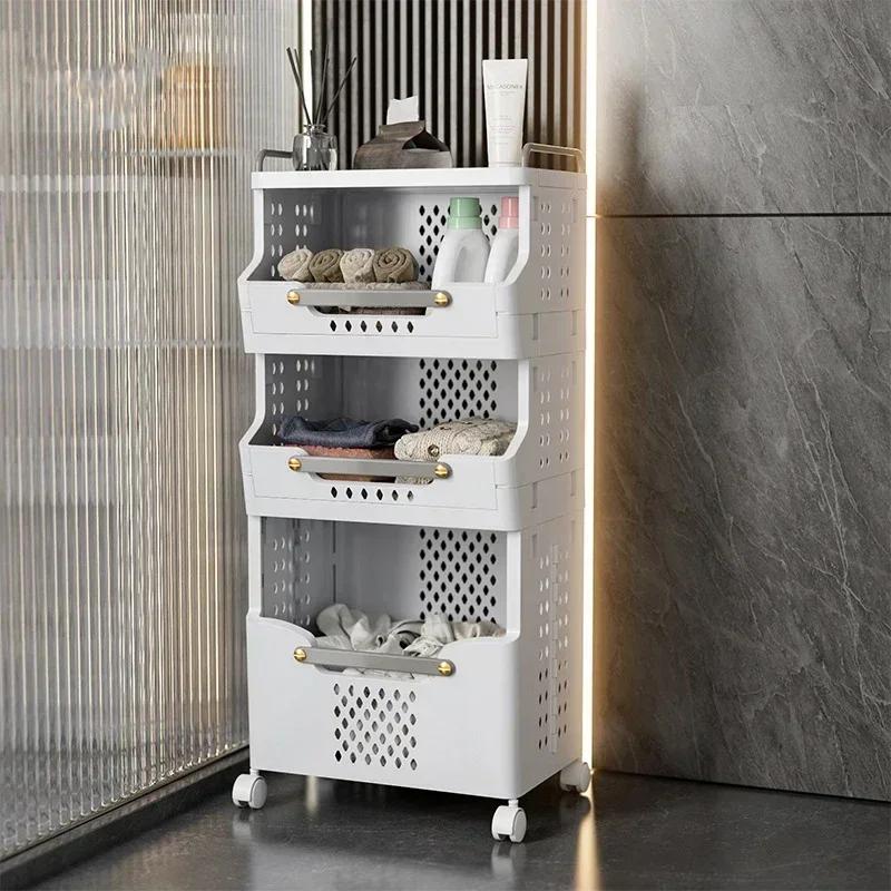 Multi Layer Laundry Basket Convenient Storage Rack Multifunctional Household Dirty Laundry Basket Mobile Luxury Storage Rack