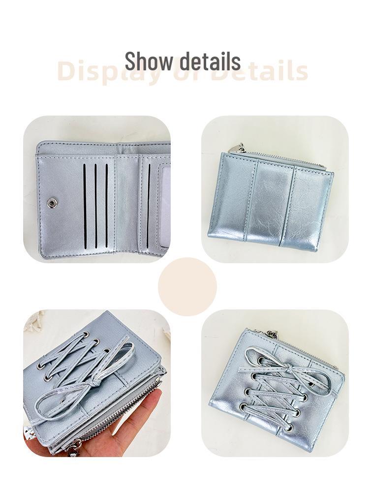 Korean Style Lace-up Bowknot Women's Short Wallet - Cute & Versatile Girly Coin Purse