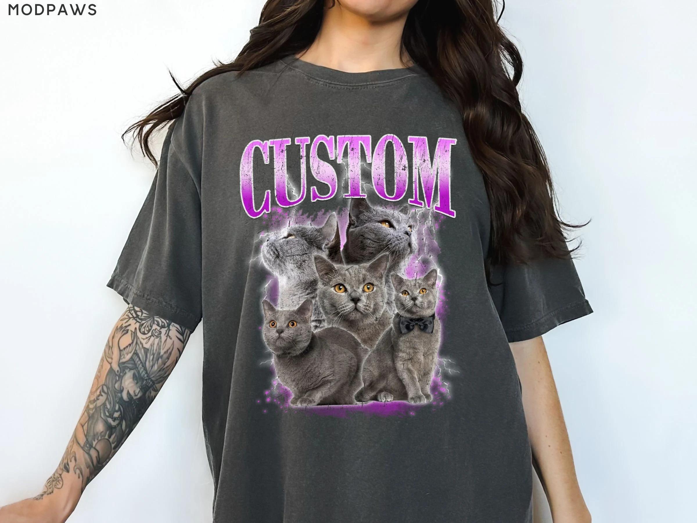 

Vintage Pet Shirt Pet Photo Name Custom Dog Shirt Personalized Shirt Custom T Shirts for HuUnisexs Cat Shirt 90s Tee 3XL