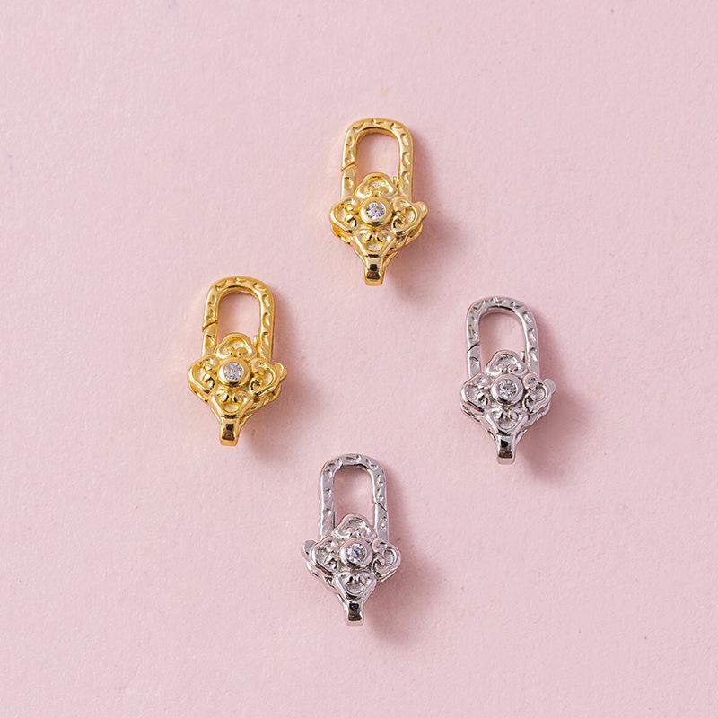 S925 Sterling Silver Zircon Spring Lobster Clasp End Cap for DIY Bracelets and Necklaces