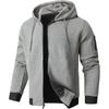 Men's Solid Color Lightweight Hooded Sweatshirt Full Zip Sweatshirt Casual Jacket Jacket