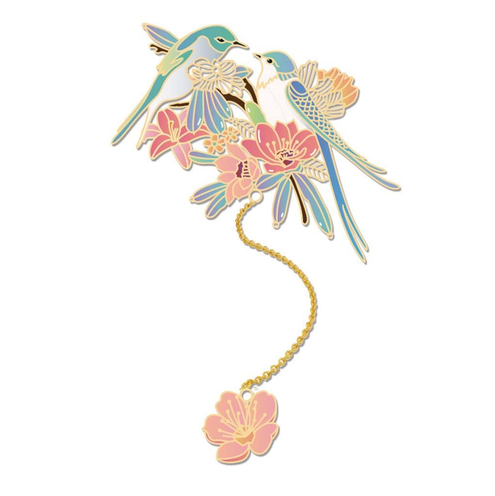 

Bird falling into flowers bookmark metal bookmark 1 piece