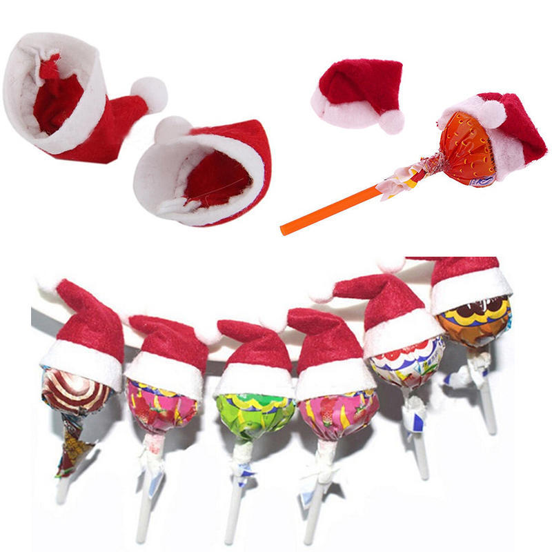 6Pcs Mini Santa Claus Hat Christmas Xmas Holiday Lollipop Top Topper Decor New