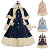 Autumn and Winter Women's  Dress Lolita Dress Girl Skirt Winter Burr Lapel Cape  Waist Closing Thickened Princess Dress Vintage Lolita Dress