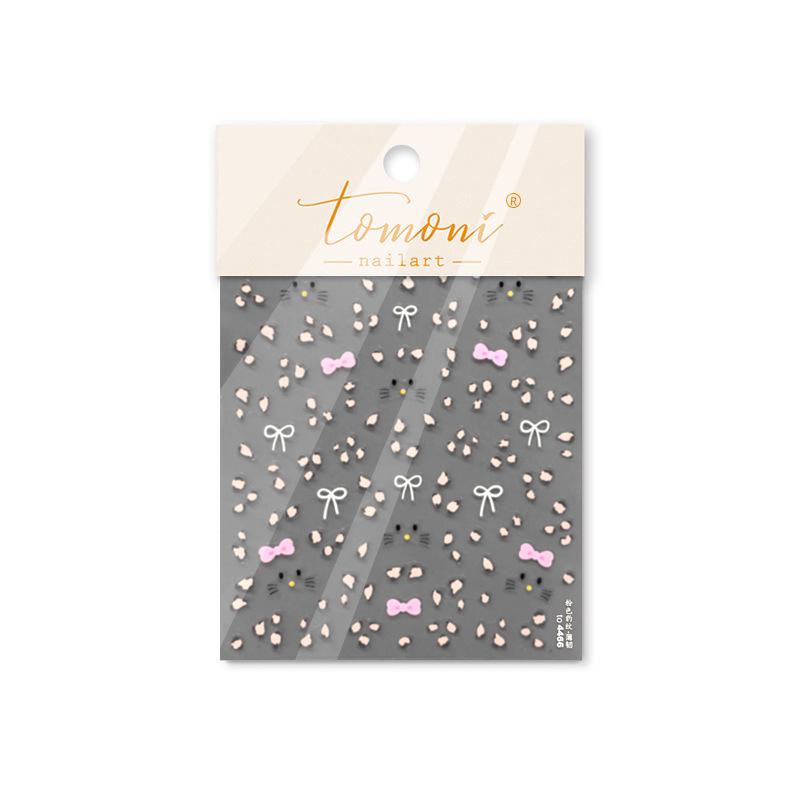 Tomoni Limited Edition Retro Leopard & Bow Kids Nail Stickers - Thin, Flexible, Hot Sale