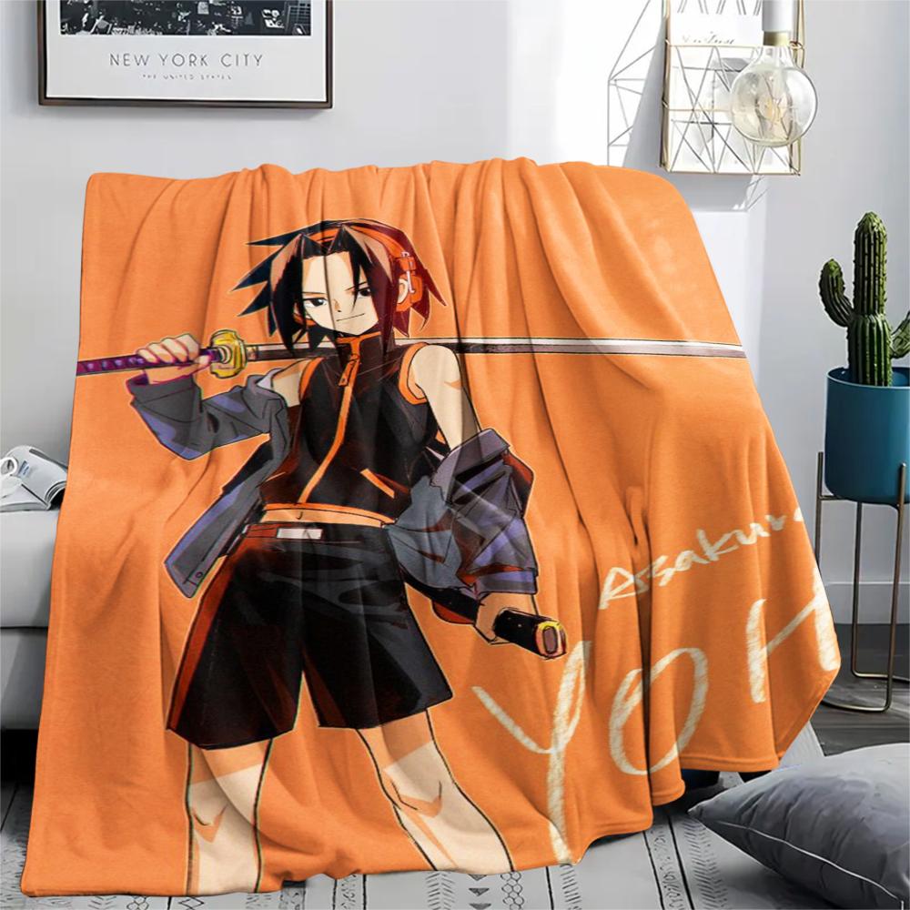 1PC SHAMAN KING Print Flannel Blanket, High Quality Comfortable for All Seasons, Home Decor, Warmth and Comfort, Perfect for Christmas Gifts