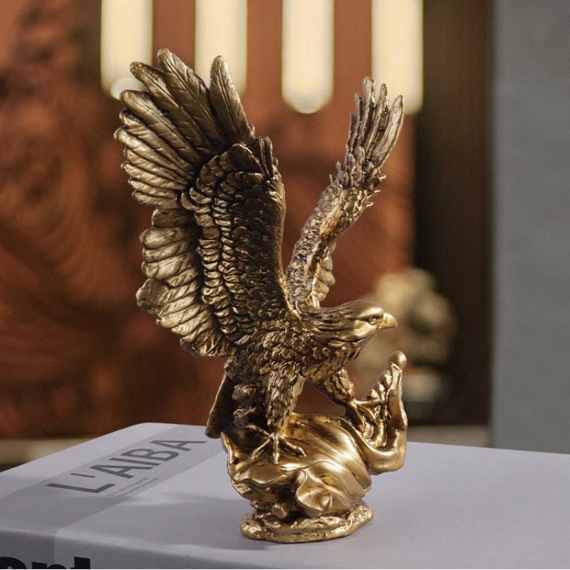 American Style Eagle Statue Resin Golden Eagle Figurines Animal Model Art Ornament Home Office Desktop Decoration Accessories