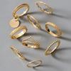 9pcs Retro Fashion Gold Twist Ring Set Elegant Geometry Finger?Ring Women Jewelry Accessories Gift