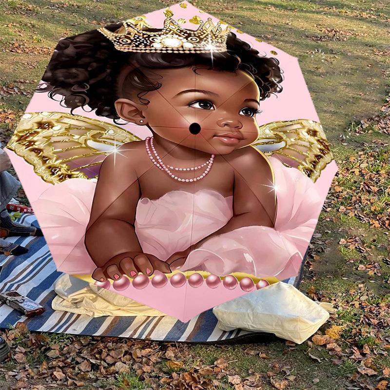 1PC Baby Princess Umbrella-8-Rib Reinforced Portable Folding Travel Suitable for All Seasons Outdoor Daily Use -J0387