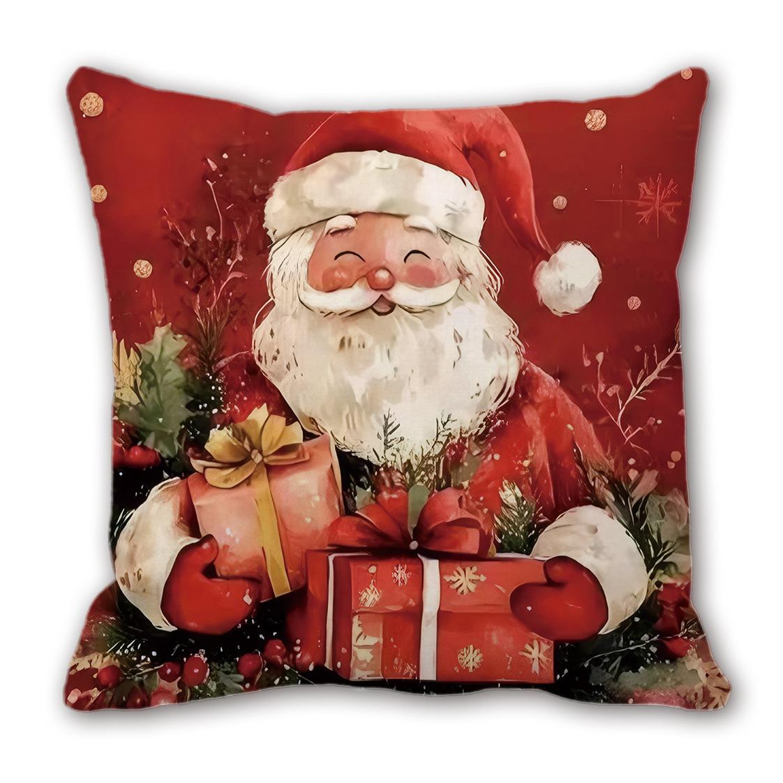 

Рождественская плюшевая наволочка Красный Санта Снеговик Цифровая печать Спинка 45Cm print without core