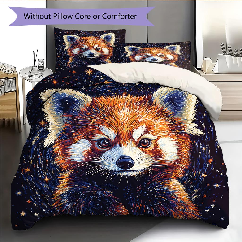 Rood Panda Patroon Beddengoed Huisdecoratie Verjaardagscadeau (1 dekbedovertrek + 2 kussenslopen, zonder binnenkussen)