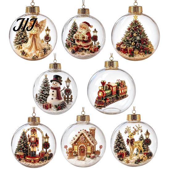 Decorative Ornaments for Home Christmas Story Ornament, Acrylic Hanging Angel Santa Claus Festive Party Supplies Candy House Designs, Ball Shape
