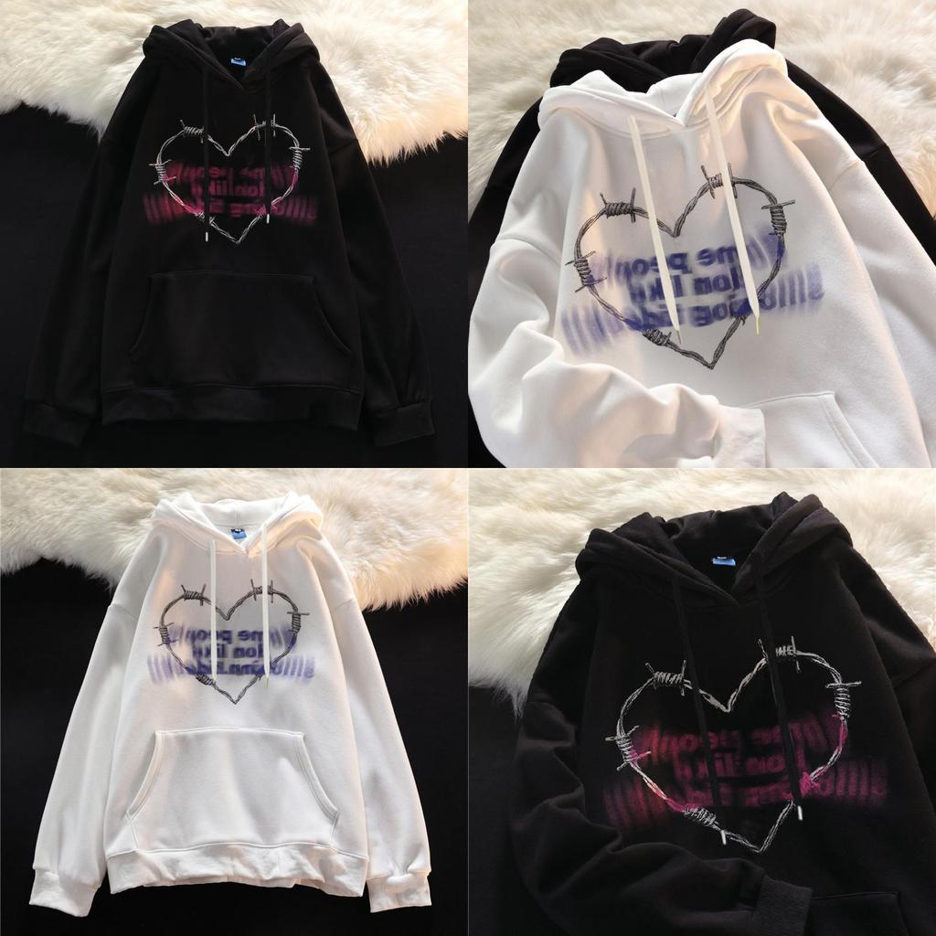 Streetwear Hoodie For Women With Letter Print Polyester Long Sleeve Casual Sweater