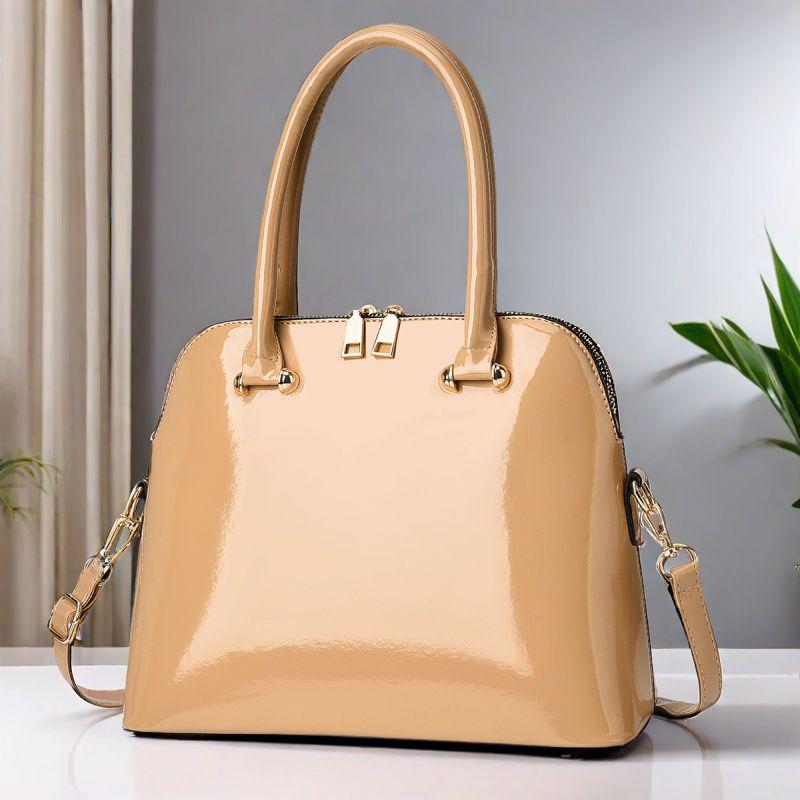 2025 Damen Lackleder Tote: Vielseitige europäische & amerikanische Modehandtasche, Schulter- oder Umhängetasche in Rot & Schwarz.