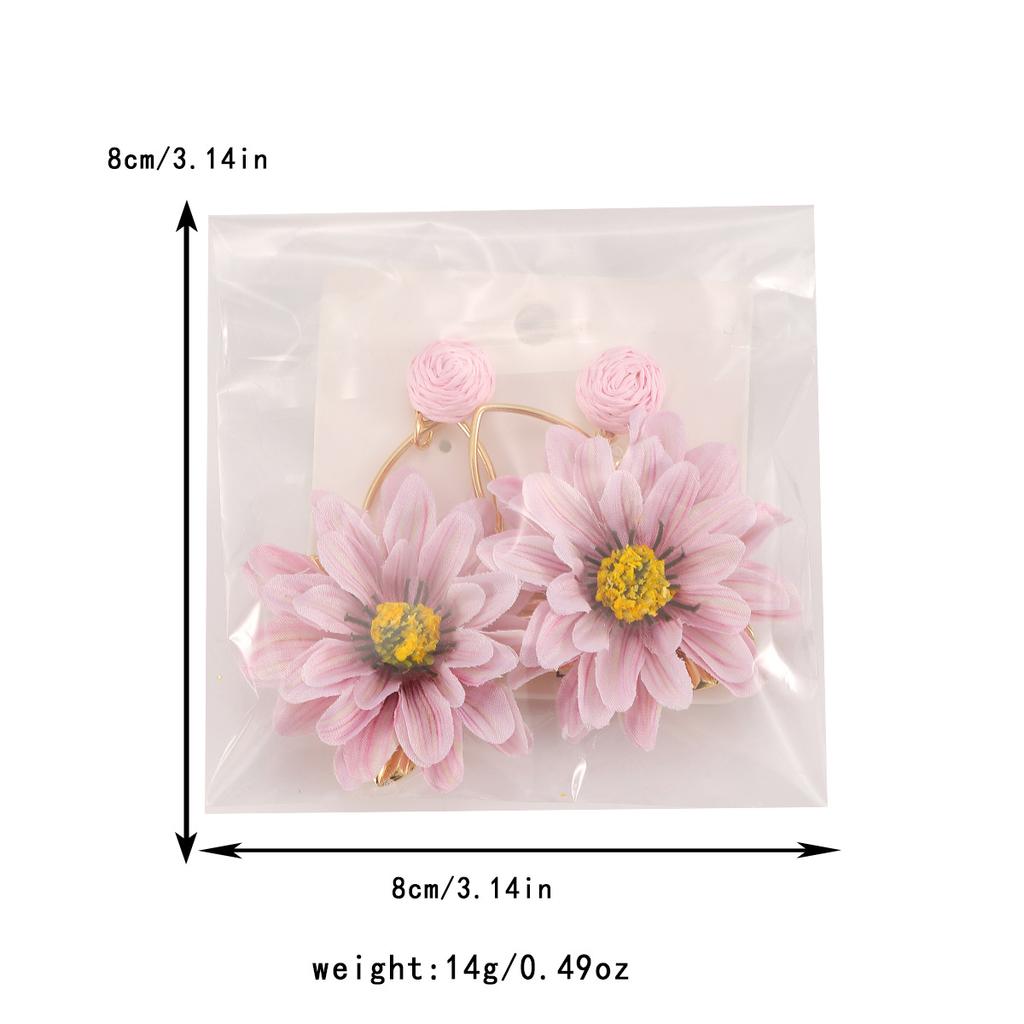 Fashionable Three-dimensional Floral Pendant Earrings, Niche and Exaggerated Earrings, Spring and Summer Dopamine Sweet