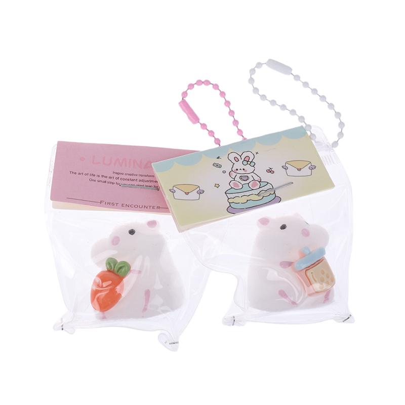 2Pcs Cute Mini Hamster Squeeze Toys Cartoon Animal Squeeze Toy Stress Relief Toy Soft Mochi Toy For Adult Kid Gifts