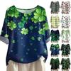 Women's Fashionable And Casual Shirt 3/4 Sleeve Round Neck Print Blouse Top