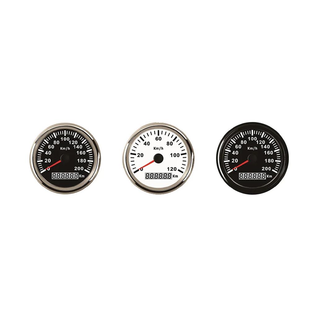 Universal 85mm GPS Speedometer Gauge 120km/h 200km/h for Car Truck Boats Motor Auto with Red Backlight 12V 24V With GPS Antenna