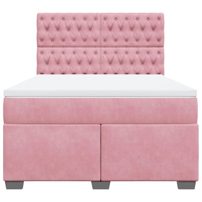 Exclusive House - Slatted Bed Base with Pink Mattress 160x200 Cm Velvet
