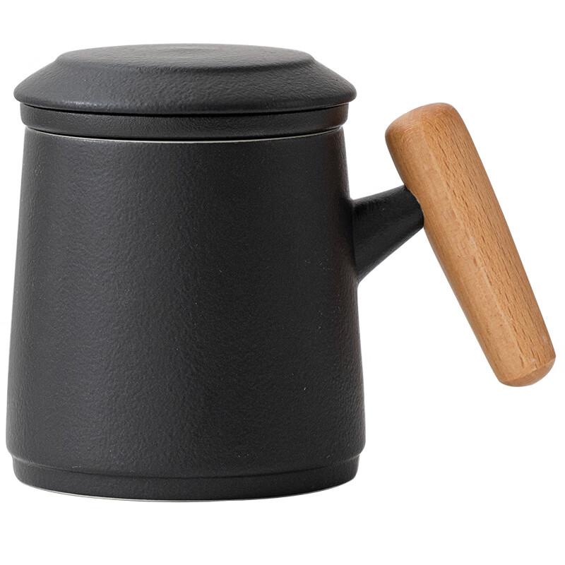 Zt Ceramic Mug with Wooden Handle, Lid & Tea Infuser