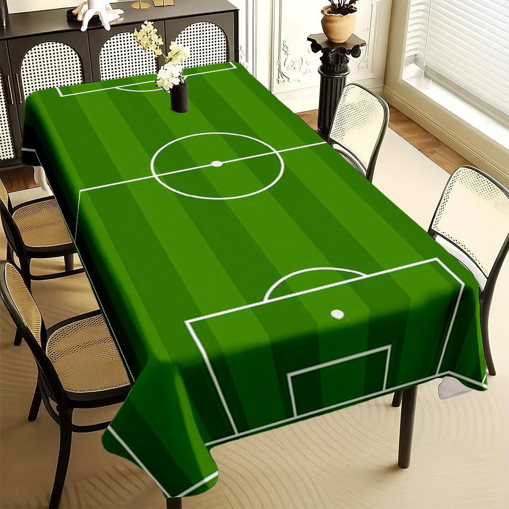 Voetbalveld Groene Strepen Rechthoekige Tafelkleed voor Tafeldecoratie Voetbal Sport Wedstrijddag Keuken Eettafelkleed Feestdecor 140x180cm