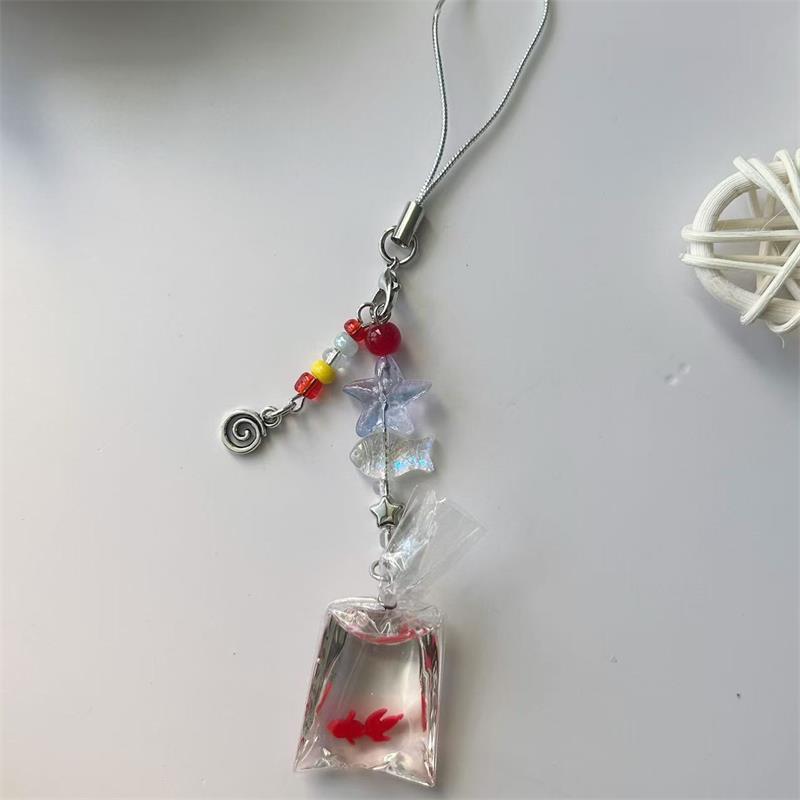 

Милые Милые Золотые Рыбки Звездные Бусины Мобильный Телефон Цепочка Шнурок Брелок Подвеска Девочка Сумка Подвесное Украшение Шарм для Рюкзака Подарок красный