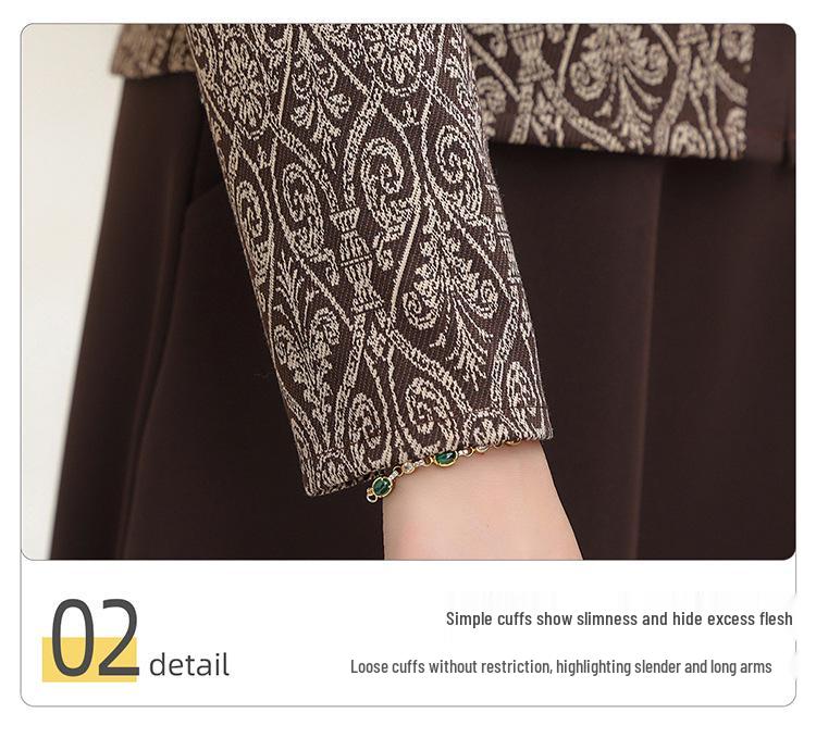 2025 Spring & Autumn Long-Sleeve Two-Piece Dress for Middle-Aged Women