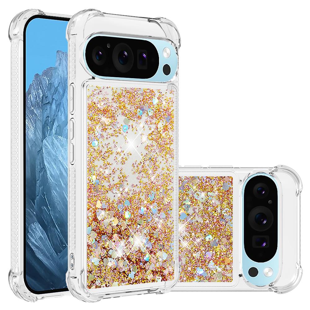 

Для Google Pixel 10 Pro XL ТПУ Чехол Блестящий Зыбучий песок Противоударная Задняя крышка телефона Gold/Hearts