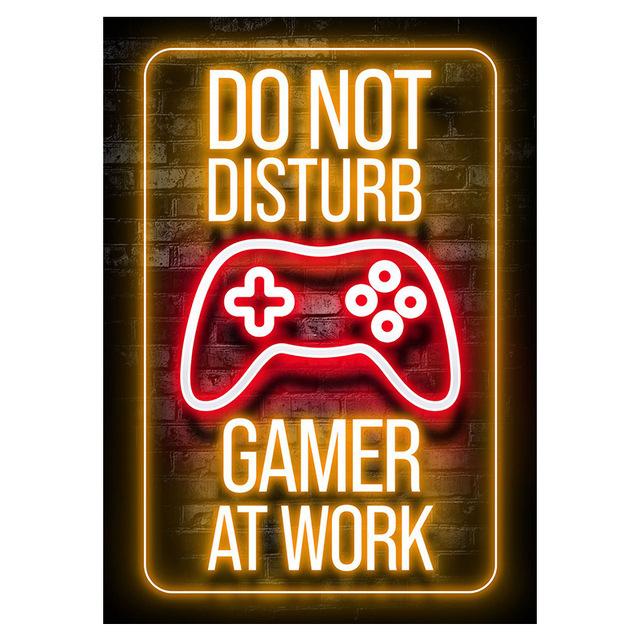 Gamepad Neon Canvas Painting Glowing Text Picture Decoration Poster Gift Living Room Wall Art Prints Modern Home Decor Aesthetic No Frame