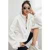 Lässige Sweatshirts mit halbem Reißverschluss für Damen, Pullover, übergroßer Hoodie, einfarbig, Stehkragen, langärmlige Oberteile