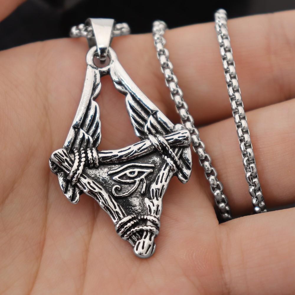 Retro Triangle Eye Eye of Horus Trendy Men's and Women's Jewelry Pendant Necklace
