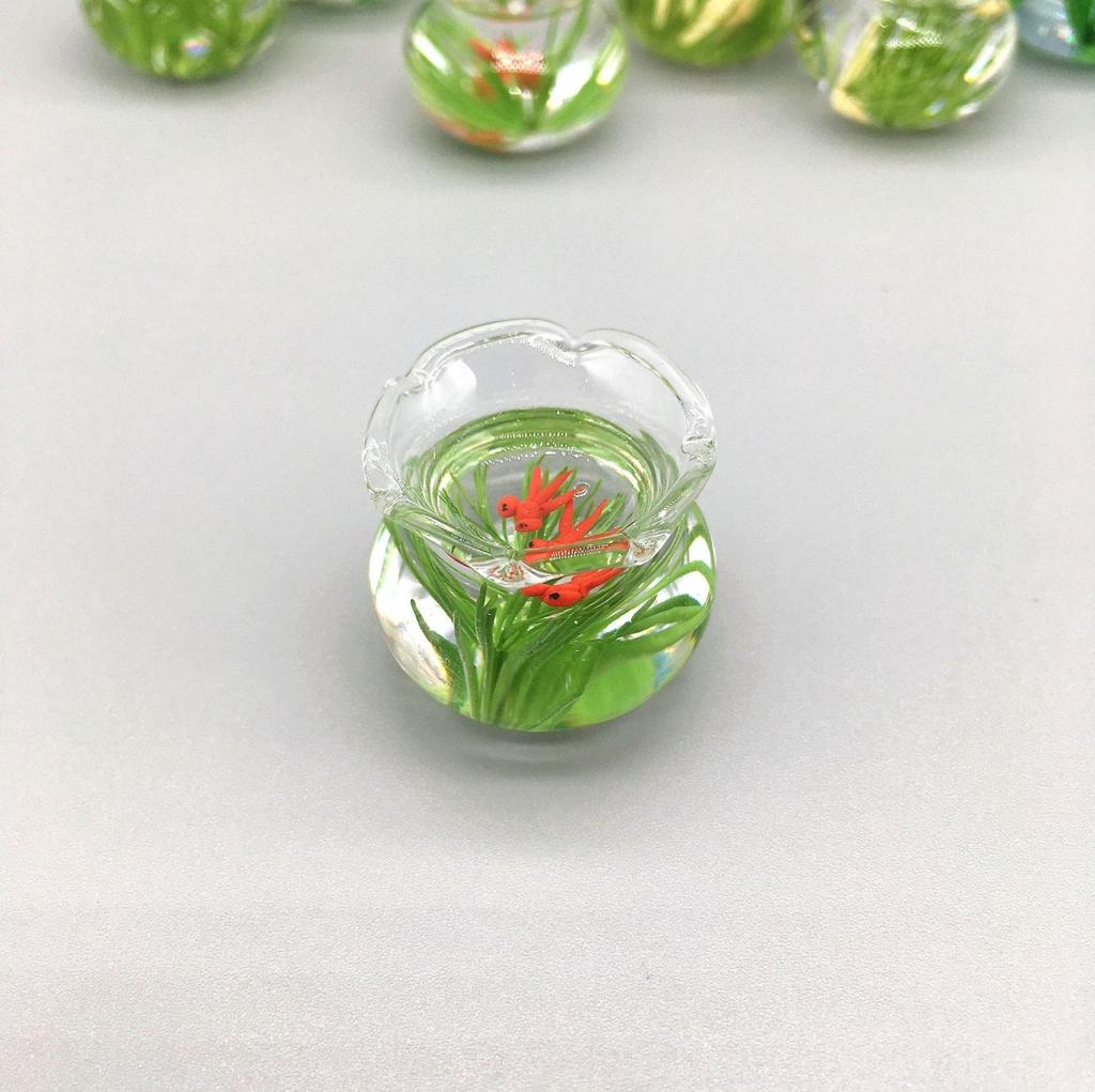 Miniature Food Toys 1:12 Dollhouse Accessories Simulation Glass Goldfish Tank