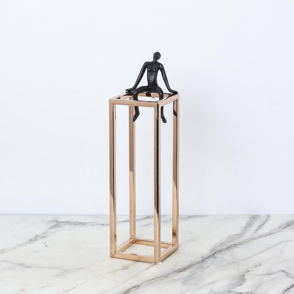Metal Frame Black Figure Sculpture Meditator Ornaments Modern Luxury Books Creative Home Decoration Ornaments Statue Gifts