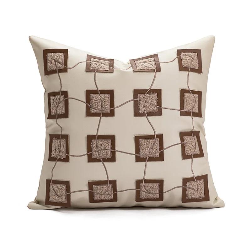 Modern Simple Fabric Sofa Backrest Pillow Soft Decoration Designer Model Room Bedroom Bedside Cushion Cover Pillow Cover