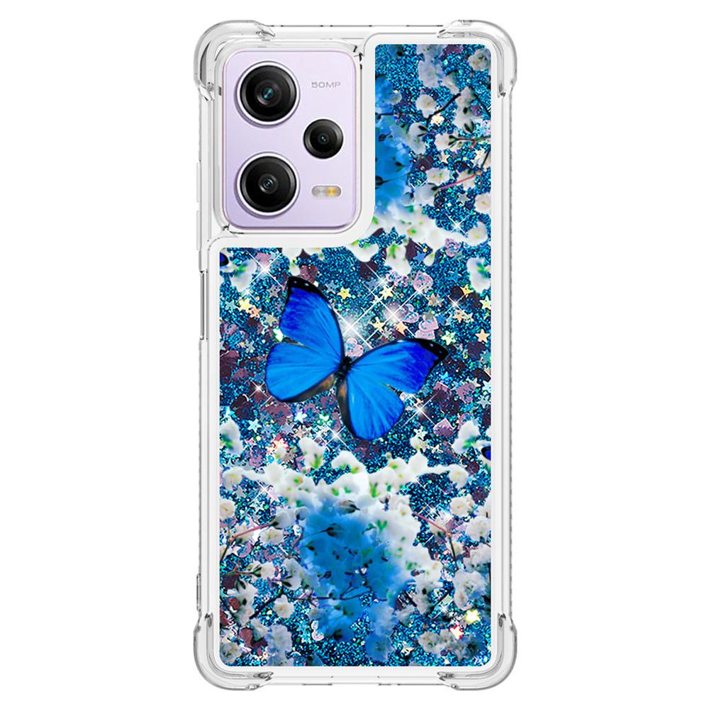 

For Xiaomi Redmi Note 12 Pro 5G/Note 12 Pro Speed 5G/Poco X5 Pro 5G TPU Case with Quicksand and Pattern Printed Blue Butterfly