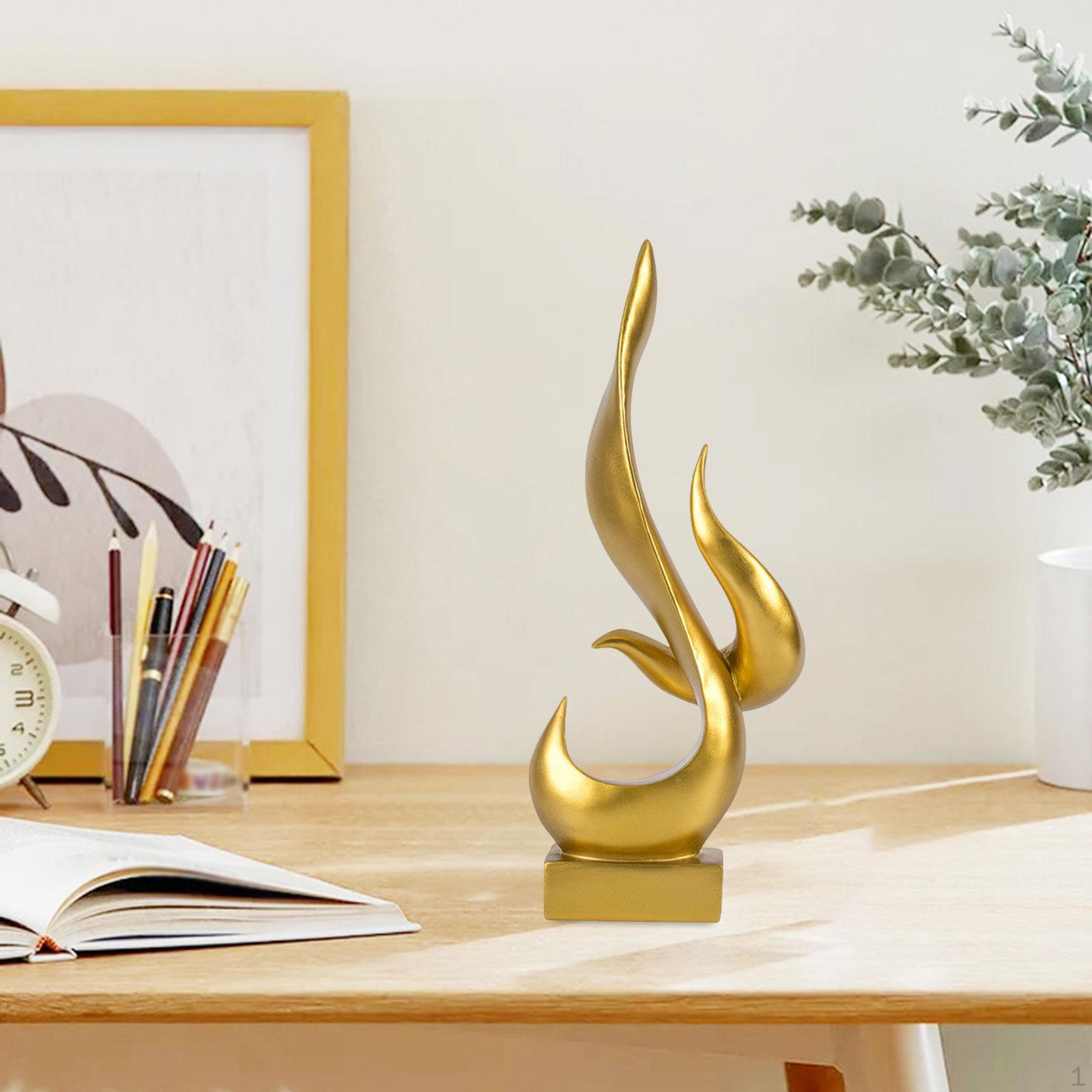 

Абстрактная огненная скульптура смоляная фигурка для полки в гостиной и декора офиса золотой