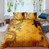 Red Base Black Dragon Print Duvet Cover Set Chinese Dragon Pattern Bedding Sets Full Size Microfiber 2/3 Pieces Comforter Sets