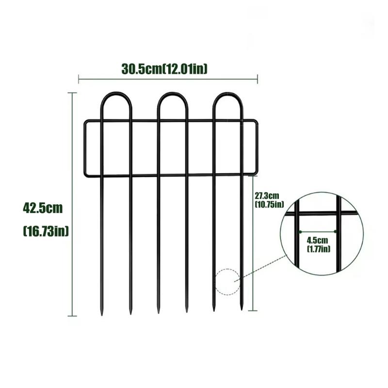 10Pcs Metal Garden Fences 13x24Inch Square Flower Edging Wire Border Panel Fencing Animal Barrier Fence for Patio Yard