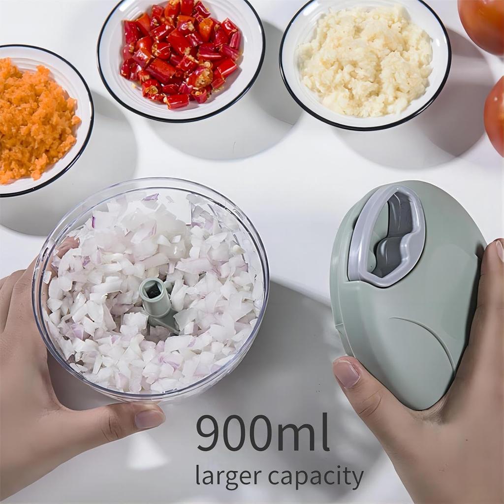 900ml Extra Large Manual Food Chopper Vegetable Chopper Garlic Chopper with 5 Sharp Blades Mincer for Cutting Onions Chili Ginger