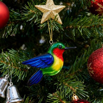 Fused Glass Birds Ornament Acrylic Hummingbird Owl Blue Jay Kingfisher Chickadee Christmas Ornament for Xmas Tree Decor
