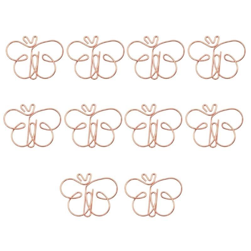W89C 10Pcs Novelty Paper Clip Small Metal Paperclip File Clip Metal Book Marker Clip